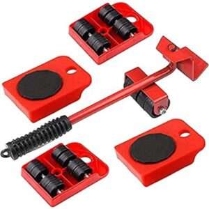 (Metal Rods)  Furniture Lifter & Mover Tool Set – Heavy Load Moving Rollers & Lifting Tool
